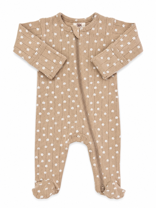 Almond Bloom Pointelle Footie | Siix Collection