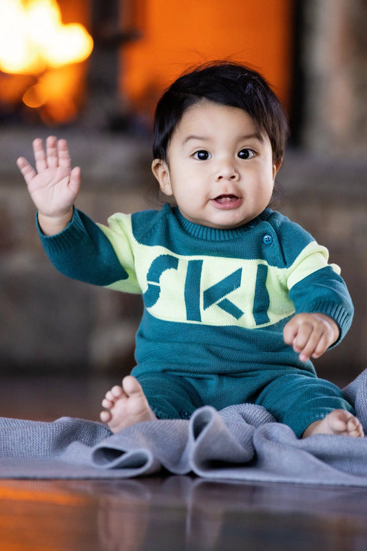 Green Ski Sweater Romper | Monica + Andy