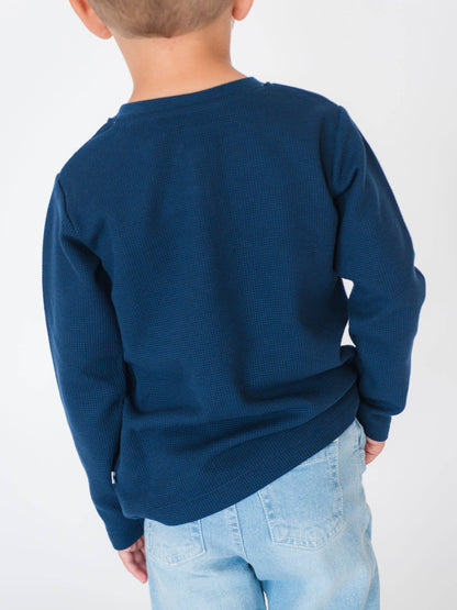 Navy Waffle Henley Tee | RuffleButts + RuggedButts