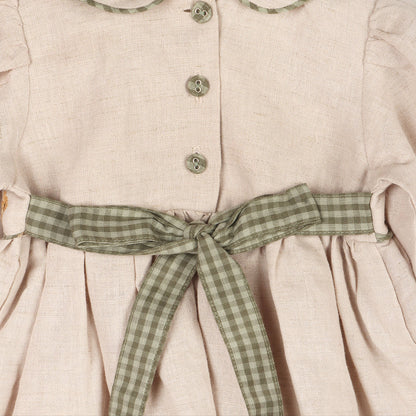 Floral Linen Peter Pan Baby Dress & Bloomer | Viverano Organics