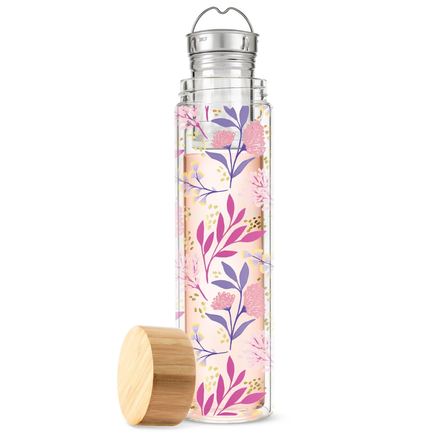 Blair™ Glass Travel Mug with Tea Infuser | Pinky Up