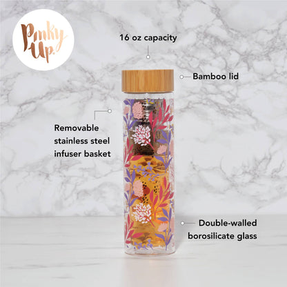 Blair™ Glass Travel Mug with Tea Infuser | Pinky Up