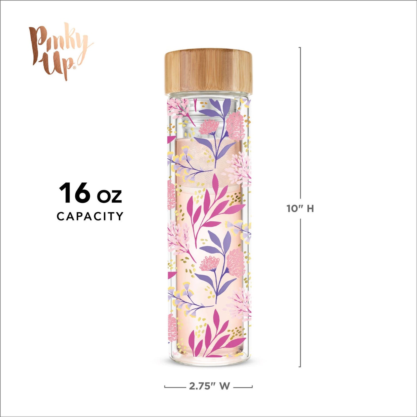 Blair™ Glass Travel Mug with Tea Infuser | Pinky Up