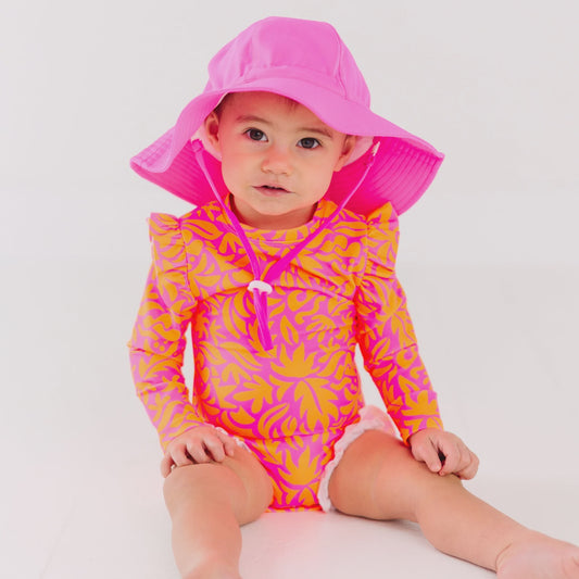 Neon Pink Tropical Tango One-Piece Bathing Suit | Brave Little Ones