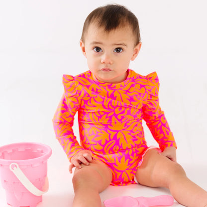 Neon Pink Tropical Tango One-Piece Bathing Suit | Brave Little Ones