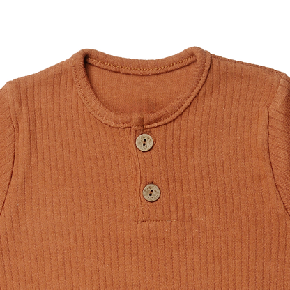 Brown Baby Shortall Romper | Himmelberg Baby