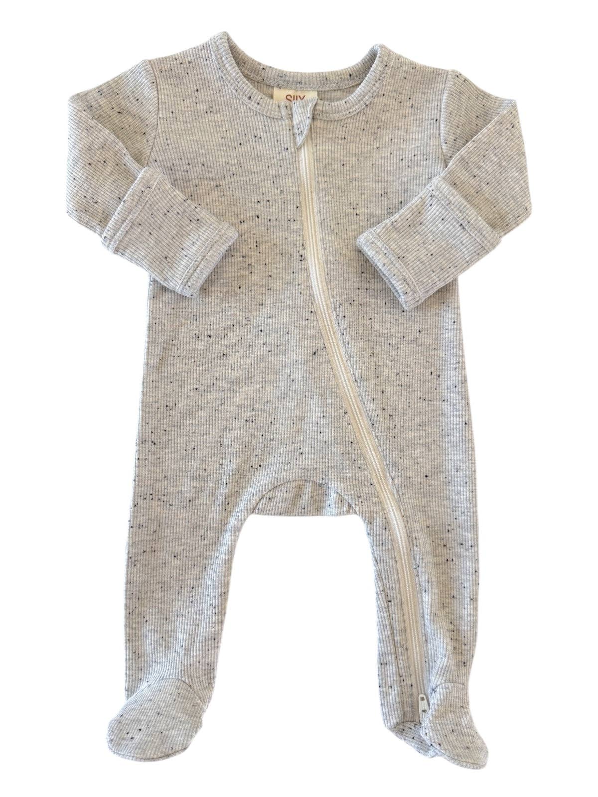 Heather Speckle Zip Footie | Siix Collection