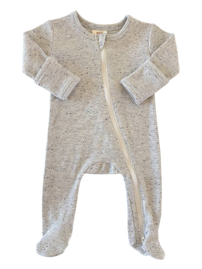 Heather Speckle Zip Footie | Siix Collection