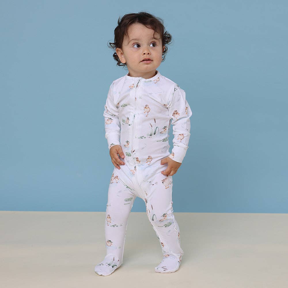 Duck Pond Organic Zip Footie | Snuggle Hunny