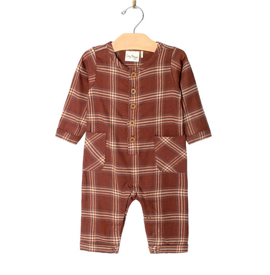 Final Sale Cargo Plaid Long Leg Romper | City Mouse