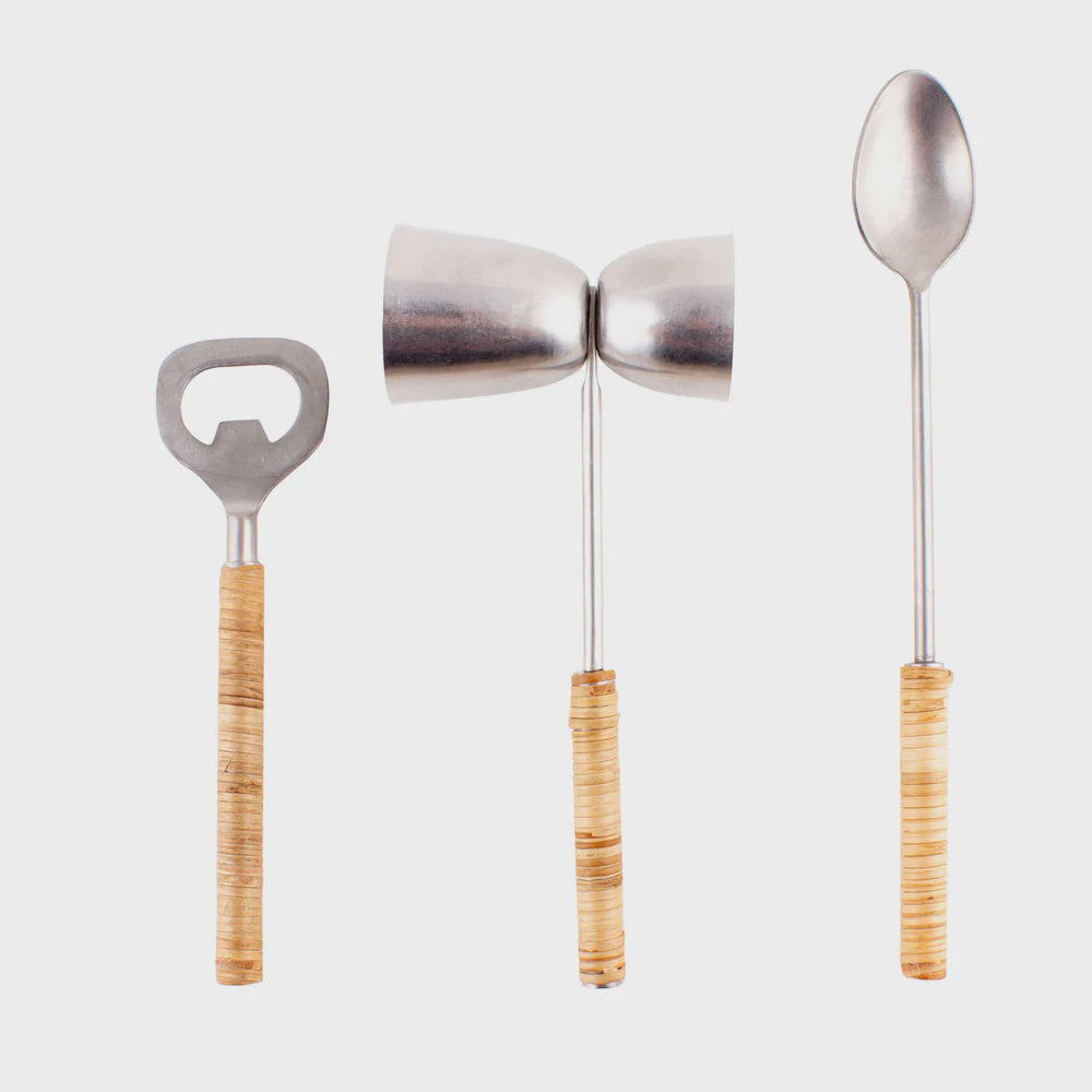 Catalina Cane Wrapped Bar Tool Set | Karma