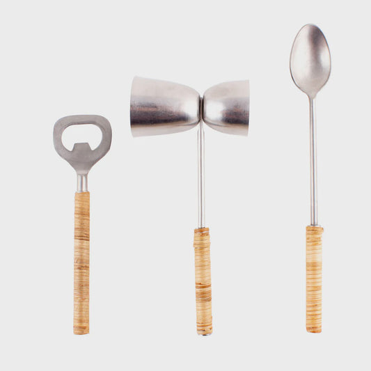 Catalina Cane Wrapped Bar Tool Set | Karma