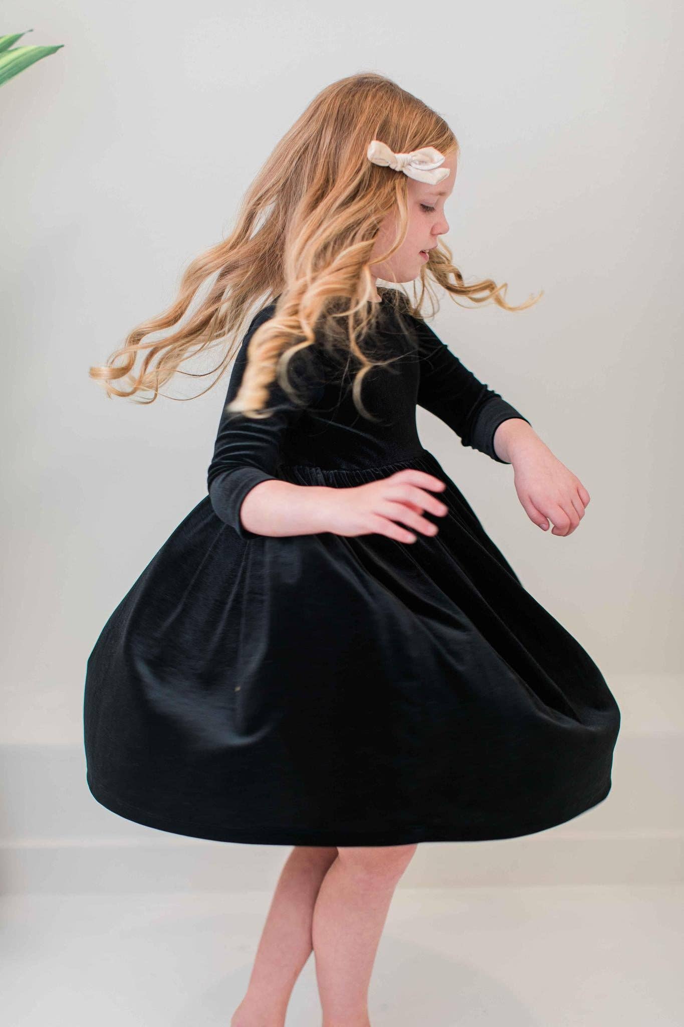 Black Velvet Twirl Dress | Mila & Rose