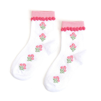 Pink Posey Midi Socks | Little Stocking Co.