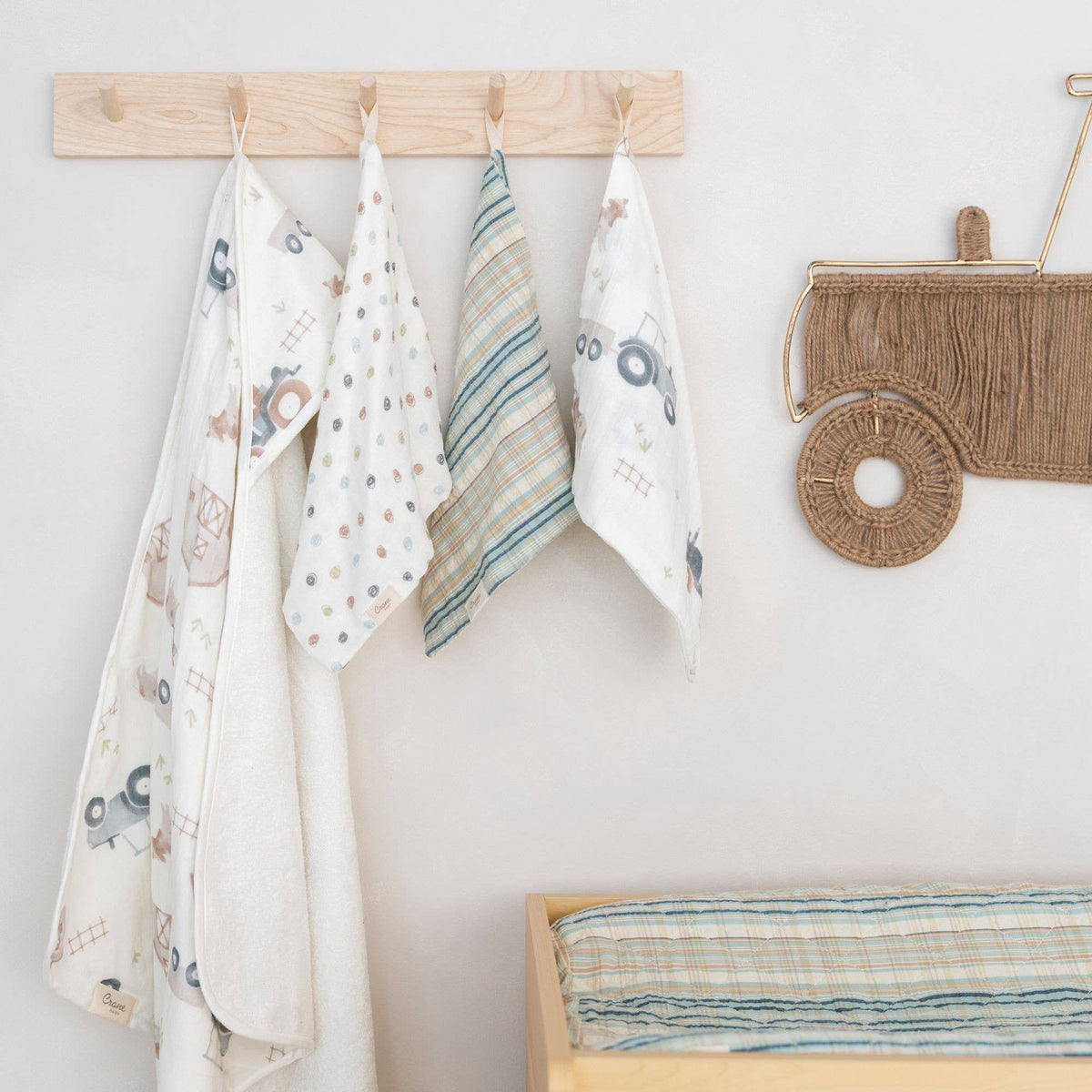 Charlie Farmhouse Tractor Towel Set | Crane Baby