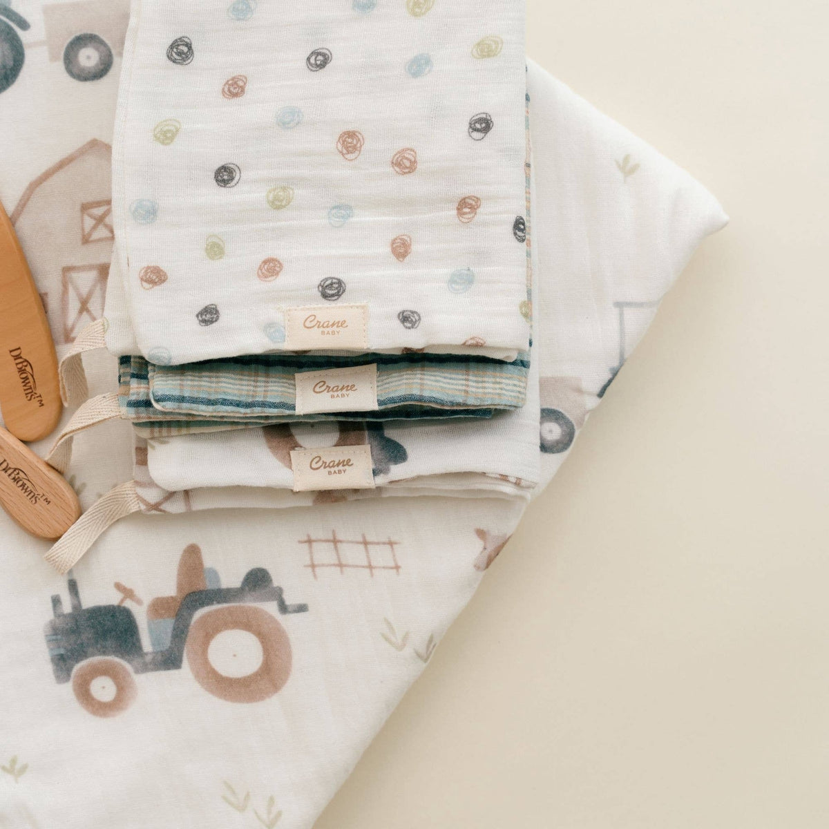 Charlie Farmhouse Tractor Towel Set | Crane Baby