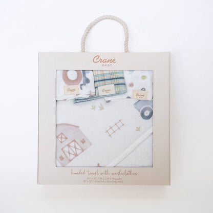 Charlie Farmhouse Tractor Towel Set | Crane Baby