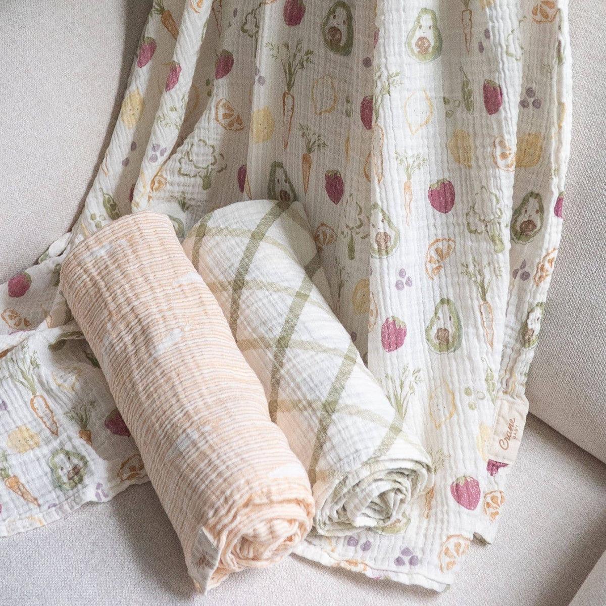 Clementine Cotton Muslin Swaddle Set (Set of 3) | Crane Baby