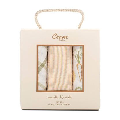 Clementine Cotton Muslin Swaddle Set (Set of 3) | Crane Baby
