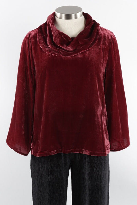 Cranberry Velvet Cowl Neck Pullover | Habitat Clothing