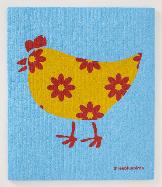 Gerti on Blue Swedish Dishcloth | Three Bluebirds