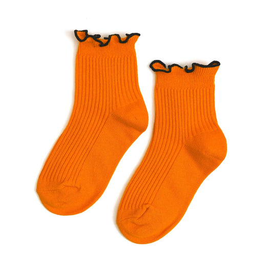 Orange Lettuce Trim Midi Socks | Little Stocking Co.