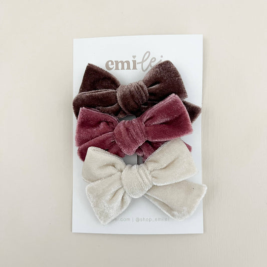 Velvet Alligator Clip Bow Set | Emi Lei