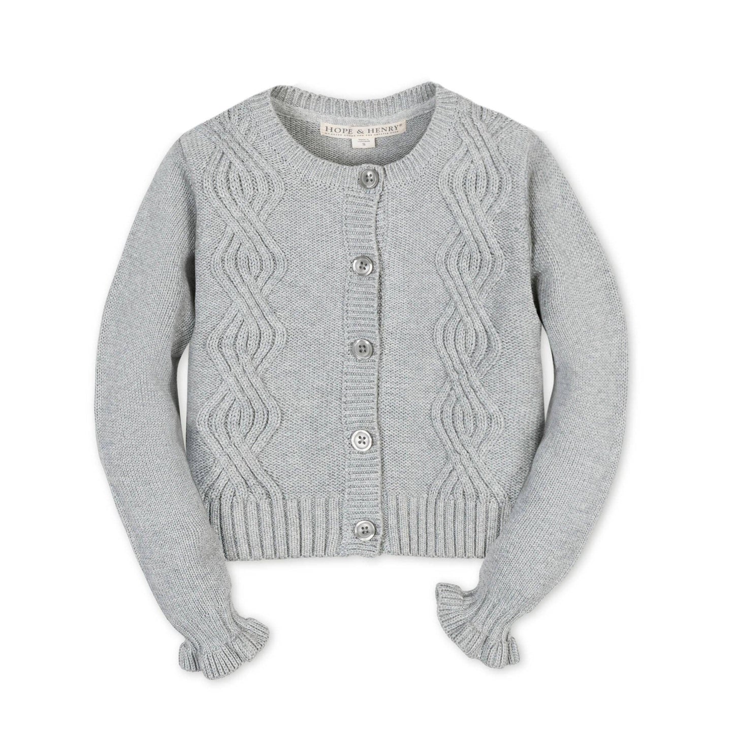 Organic Ruffle Cuff Cable Cardigan | Hope & Henry