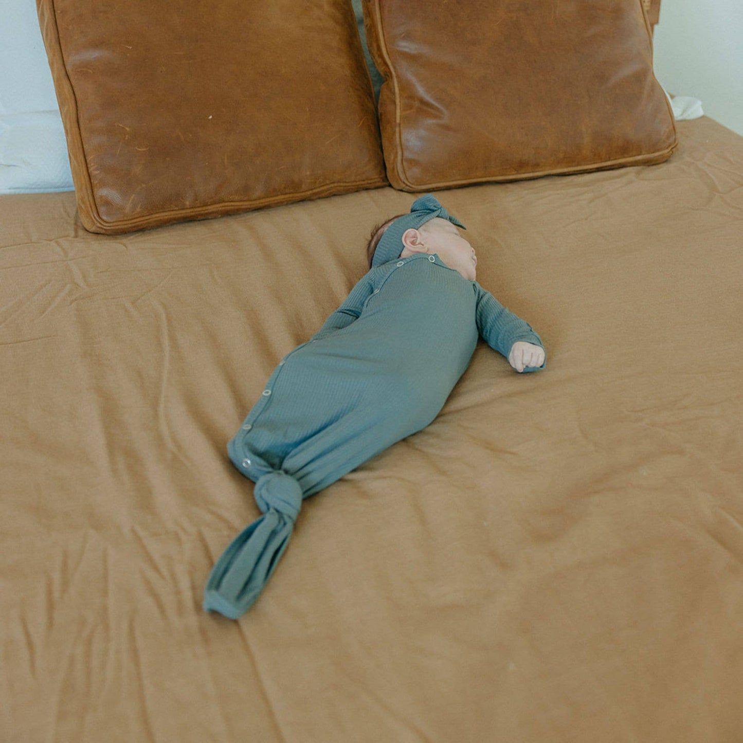 Moss Newborn Knotted Gown | Copper Pearl