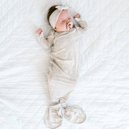 Oat Newborn Knotted Gown | Copper Pearl