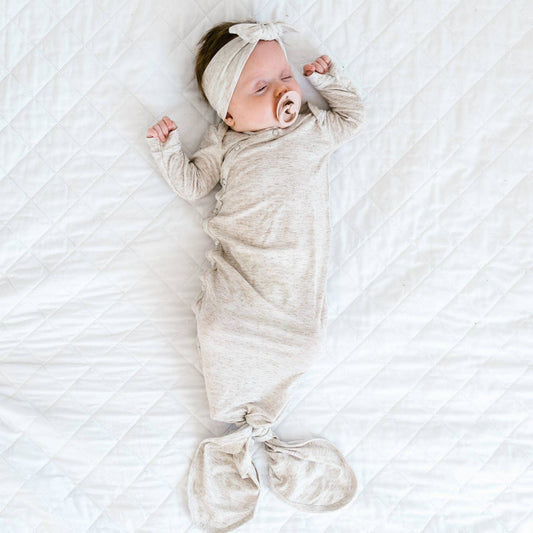 Oat Newborn Knotted Gown | Copper Pearl