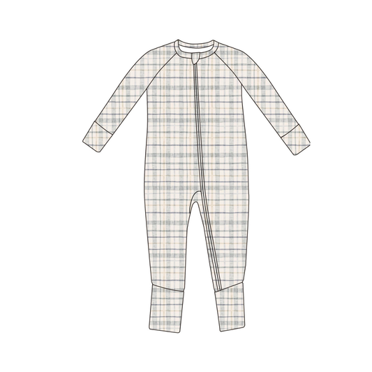 Blue Green Plaid Convertible Romper | Emi Lei