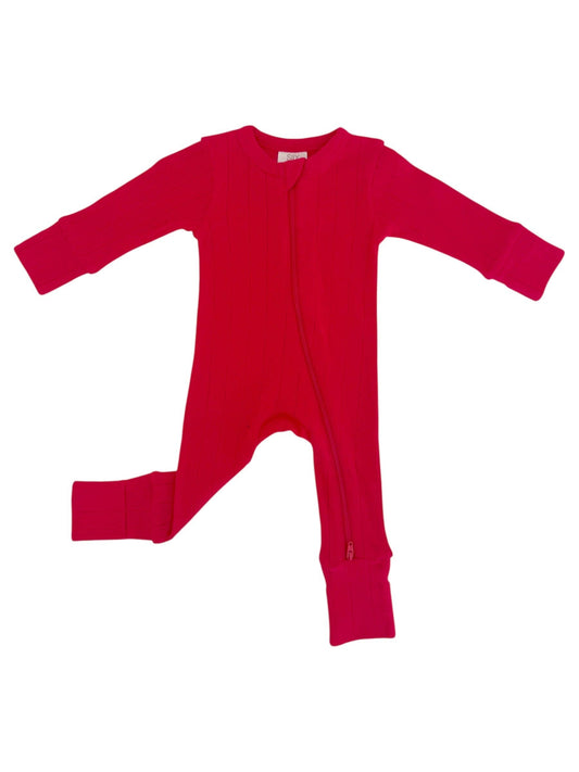 Red Organic Pointelle Romper | Siix Collection