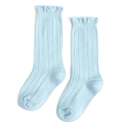 Robin Egg Frill Knee High Socks | Little Stocking Co.