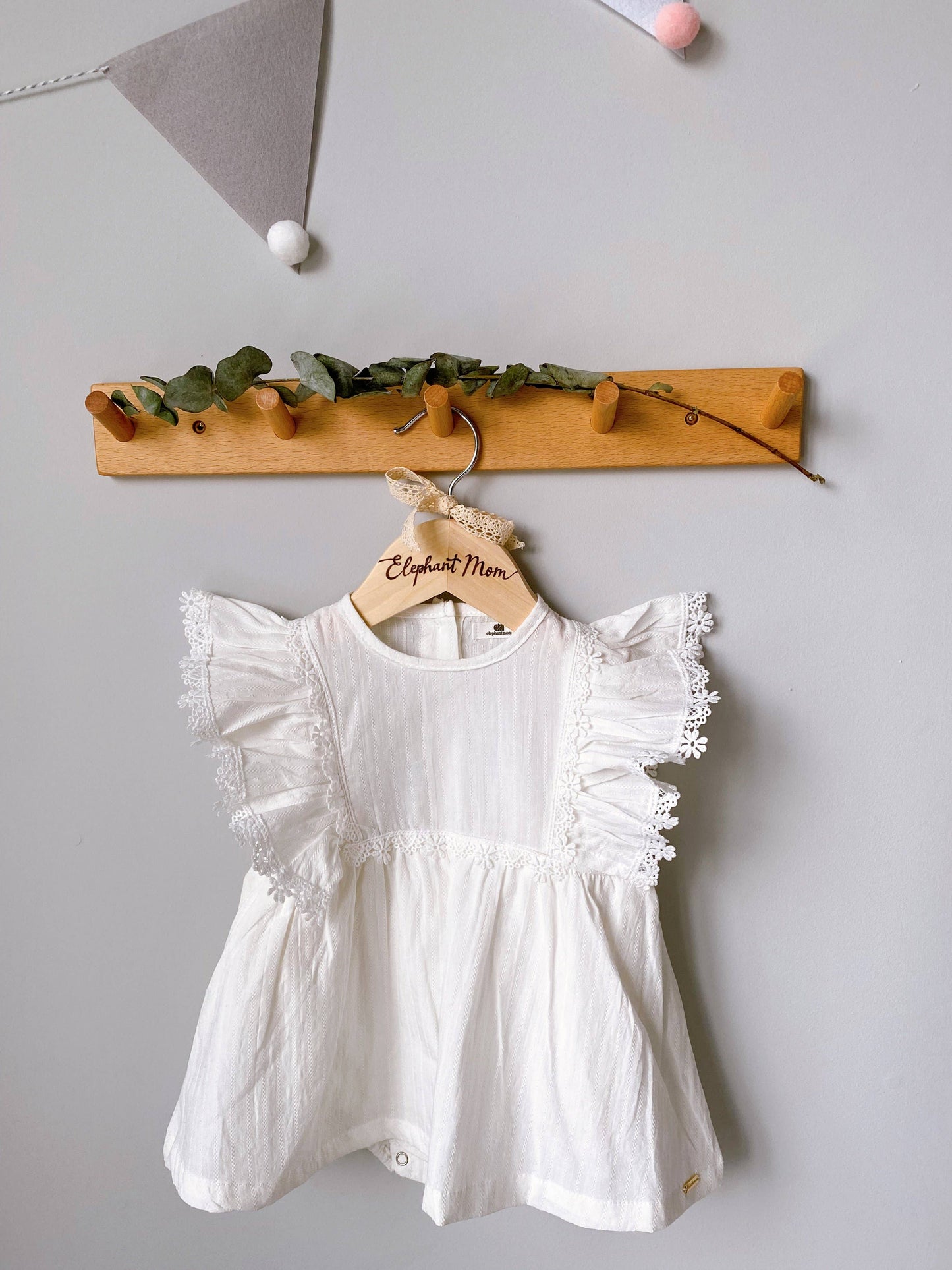 White Lace Cotton Dress | Elephant Mom