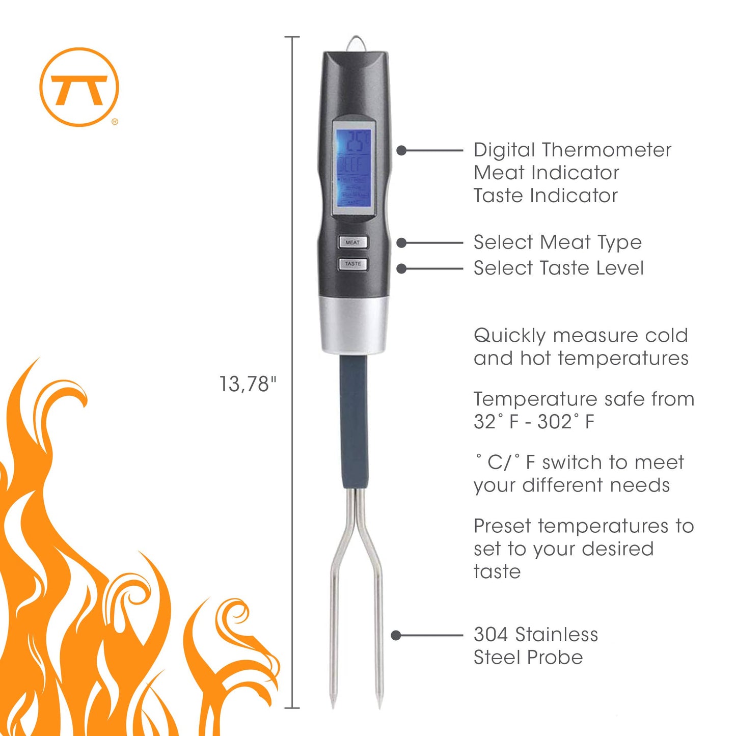 Outset Grill Fork Digital Meat Thermometer | Fox Run Brands