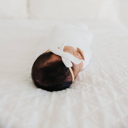 Dove Ribbon Baby Bow | Copper Pearl