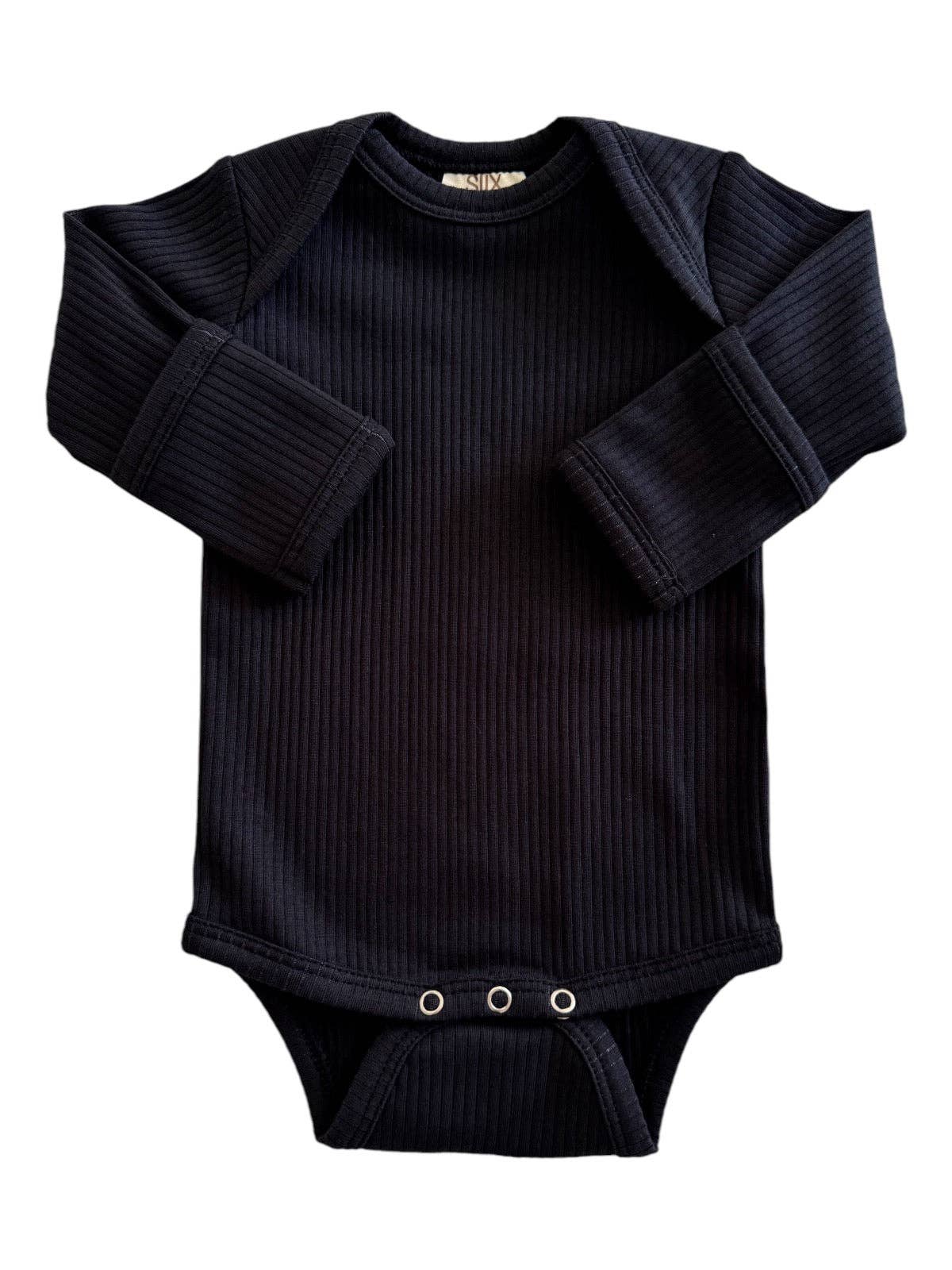 Black Organic Ribbed Bodysuit | Siix Collection