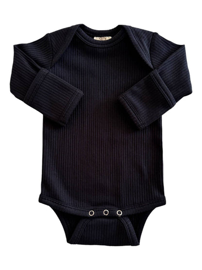 Black Organic Ribbed Bodysuit | Siix Collection