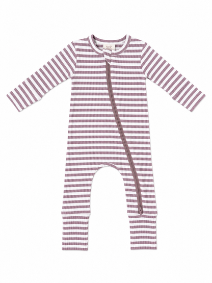 Violet Stripe 2-Way Zip Romper | Siix Collection