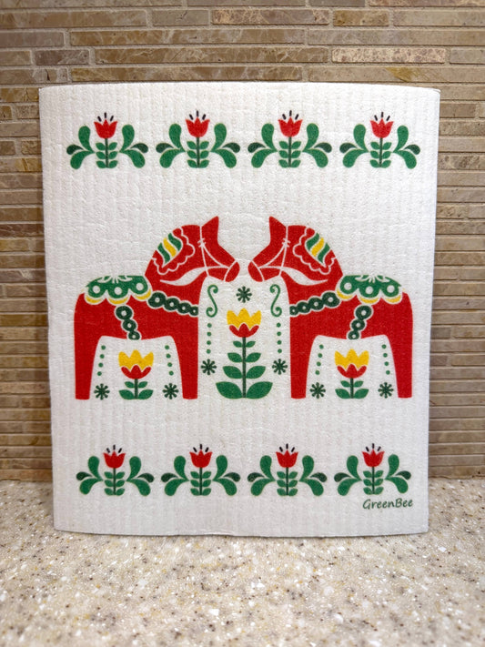 Dala Horse Swedish Dishcloth | Green Bee Towels