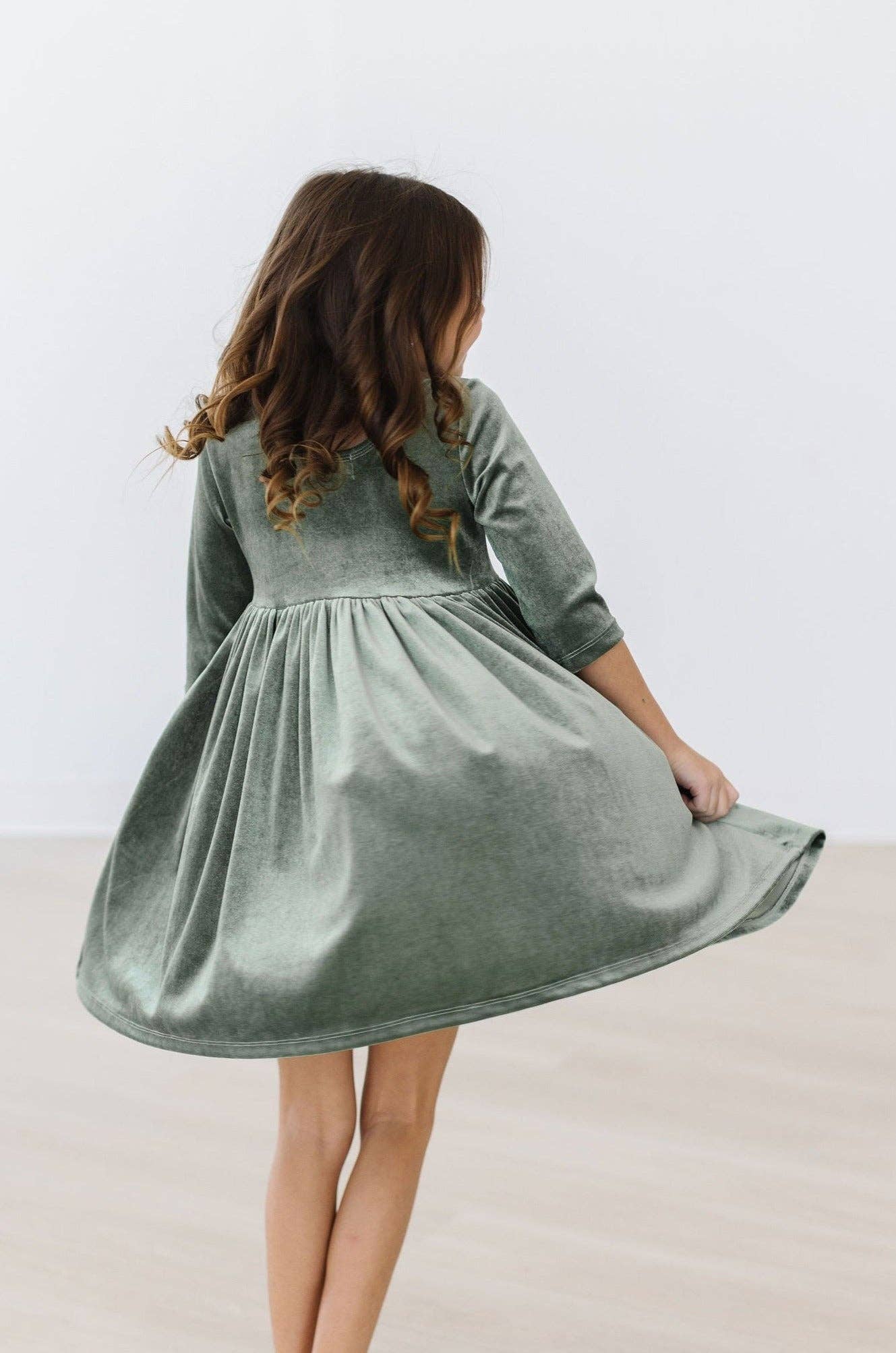 Sage Velvet Twirl Dress | Mila & Rose