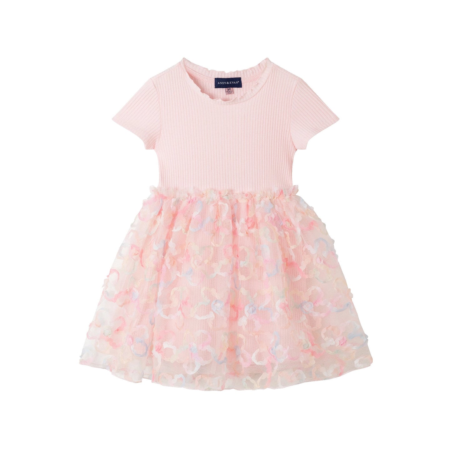 Light Pink 3D Floral Tulle Skirt Dress | Andy & Evan