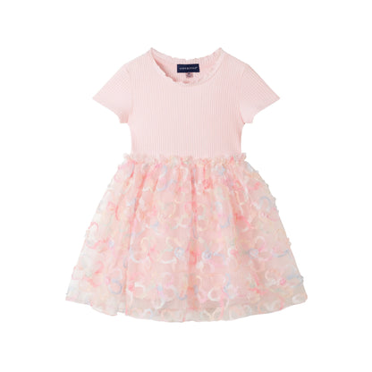 Light Pink 3D Floral Tulle Skirt Dress | Andy & Evan