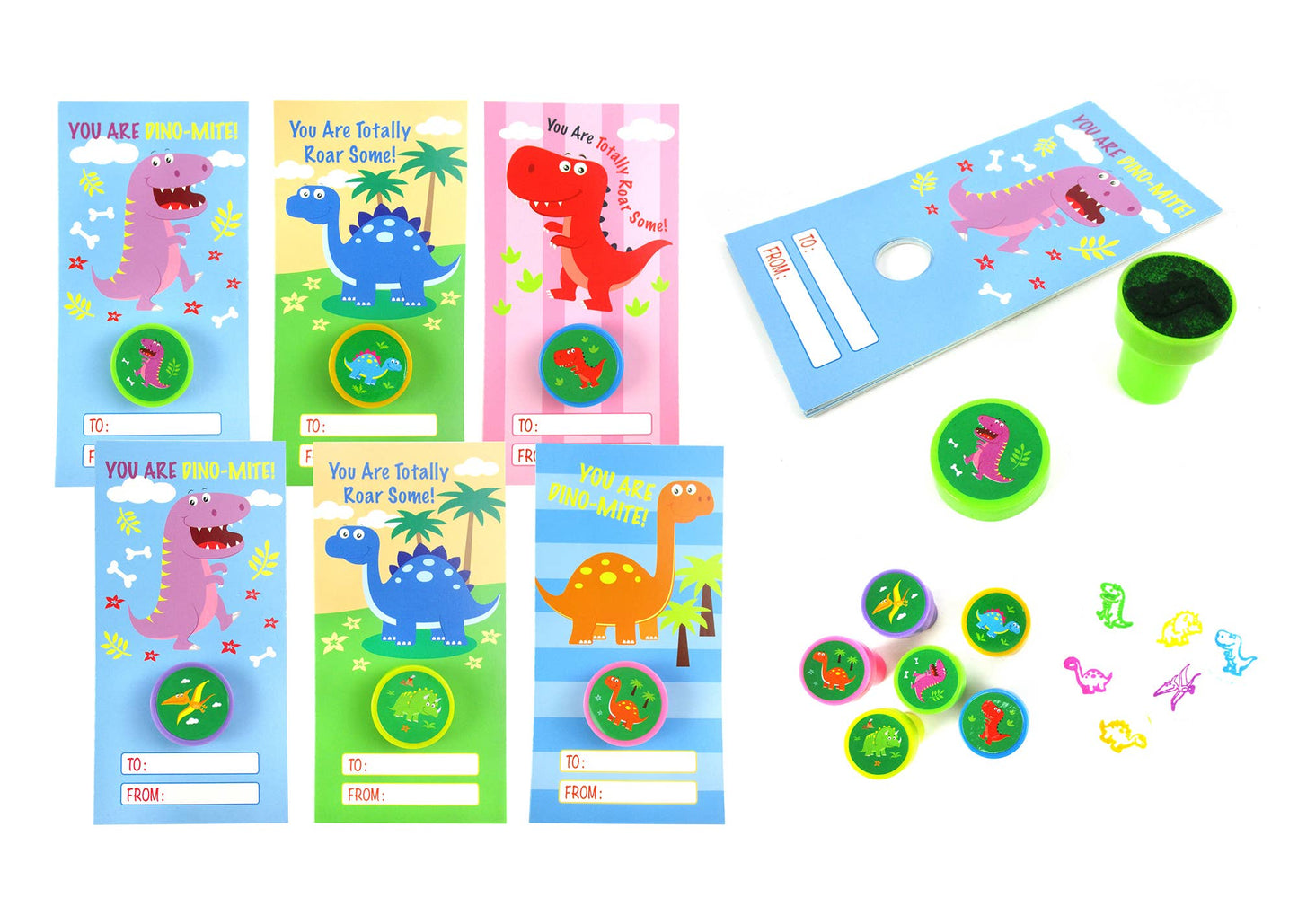 Dinosaur Stamper and Card Set - 36 Pack | Tiny Mills