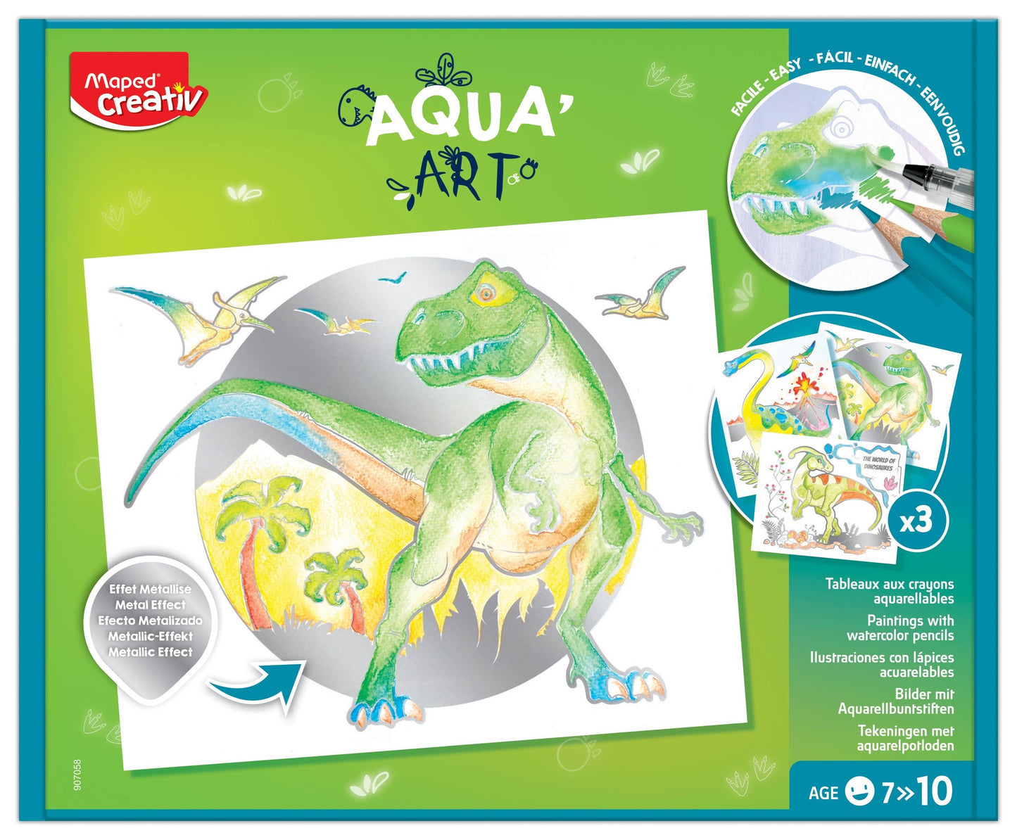 Creativ Aqua'Art Dinosaur Metallized Watercolor Kit | Janod