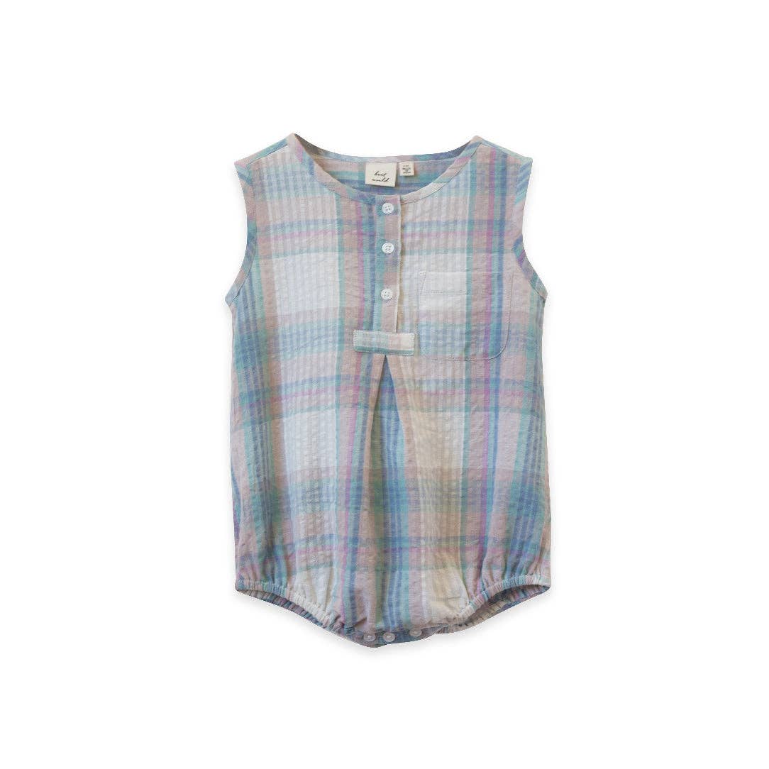 Baby Romper - Arctic-Blue Seersucker | Beet World