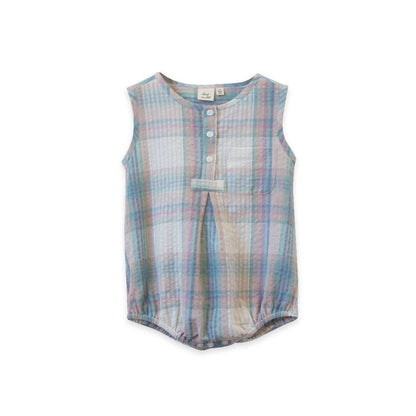 Baby Romper - Arctic-Blue Seersucker | Beet World