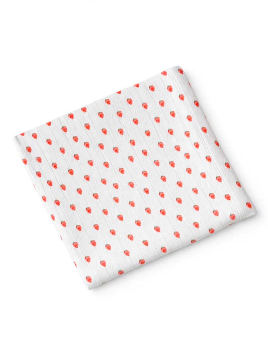 White Strawberry Organic Pointelle Swaddle | Siix Collection