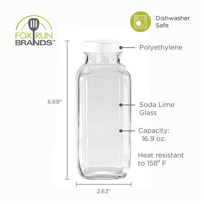 Square Glass Milk Bottle | Fox Run Brands